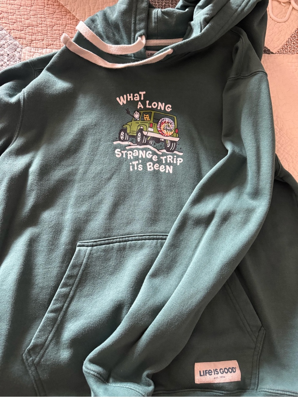 Life Is Good Men's Forest Green Hoodie with Graphic